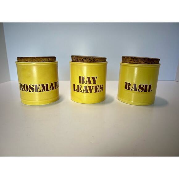 Vintage Kiln Craft Ceramic Herb Storage Canisters, MCM, Decorative, Yellow/Brown - Picture 1 of 9